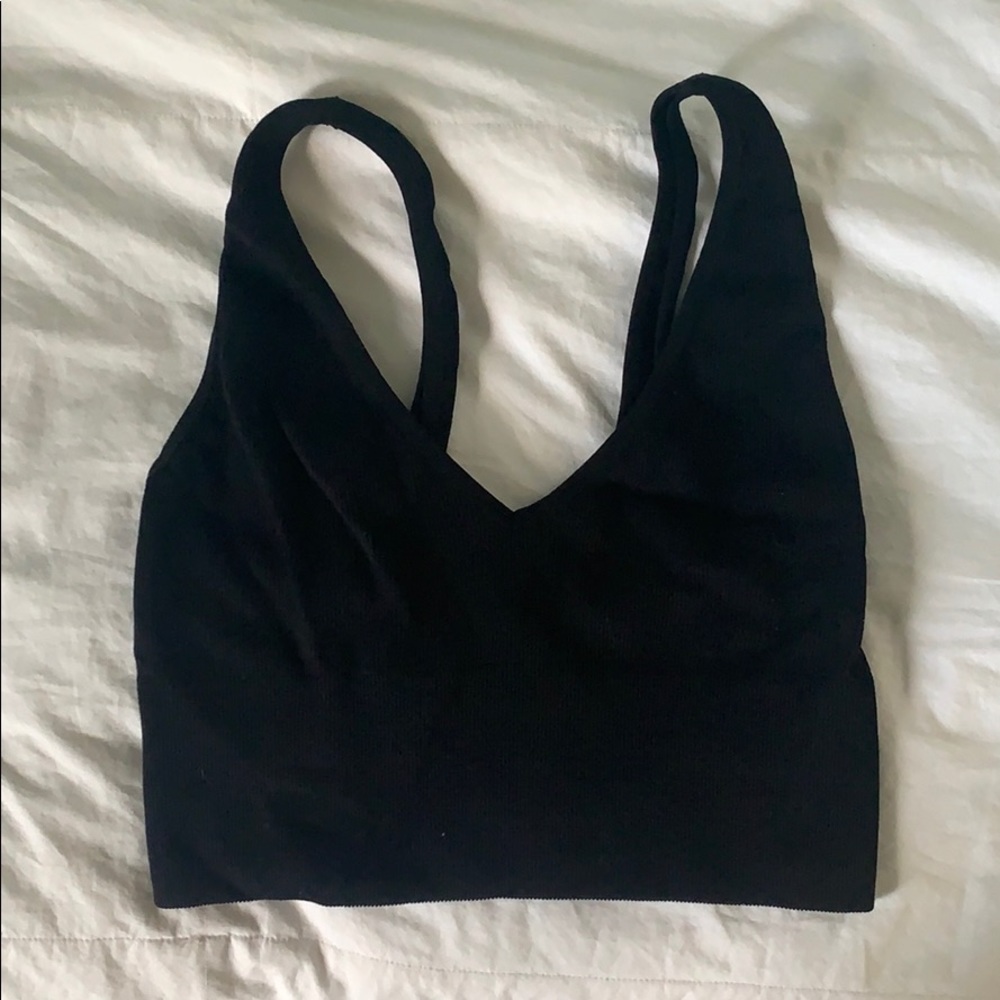 RIBBED DEEP V NECK CROP